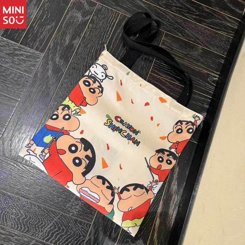 미니소 2025 일본 캔버스 토트백 여성용, 통근용 두꺼운 대형 숄더백