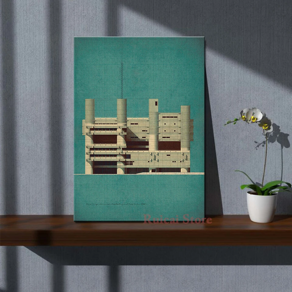 Kenzo Tange, Yamanashi Broadcasting and Press Centre,Picture Poster Canvas Art Room Wall Painting Home Decor
