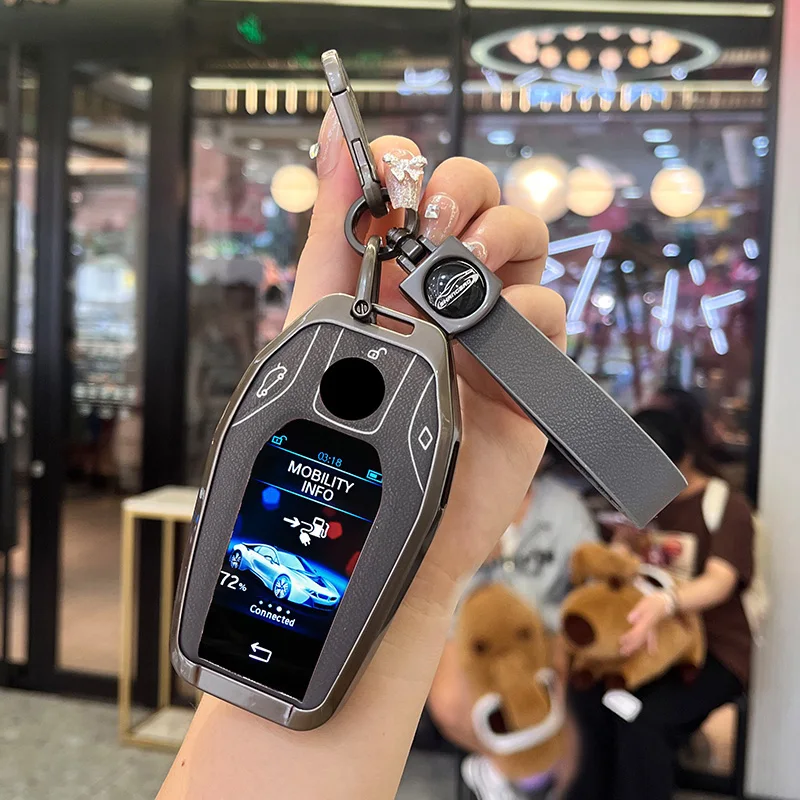 

Zinc Alloy Leather LCD Smart Remote Control Key Case For BMW 7 Series 730 740 535L E6 Series X3 X 5 X7 Protector Holder Keychain