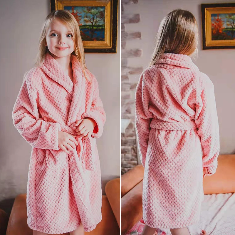 Soft Children Flannel Pajamas Autumn and Winter Pajamas for Girl Warm Kids Bathrobe Boy Sleepwear Family Matching Homewear 4-16Y