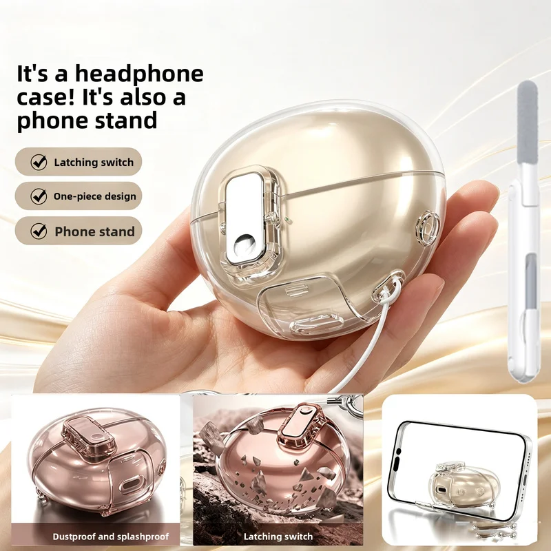 Silicone Case For Huawei Freeclip Ear‑Clip Earbuds, Transparent Soft Cover Anti‑Drop With Cleaning Tool
