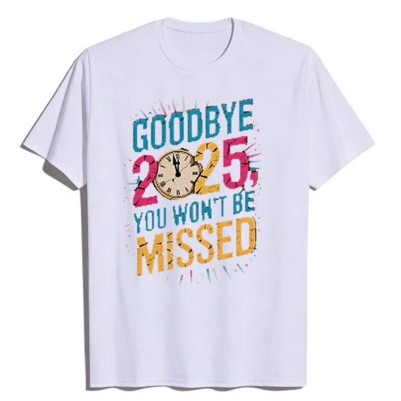 Retro Addio 2025 Tees 2025 Addio T-shirt Camicia vintage Divertenti magliette grafiche Modello divertente T-shirt Donna Tees Uomo Camicia