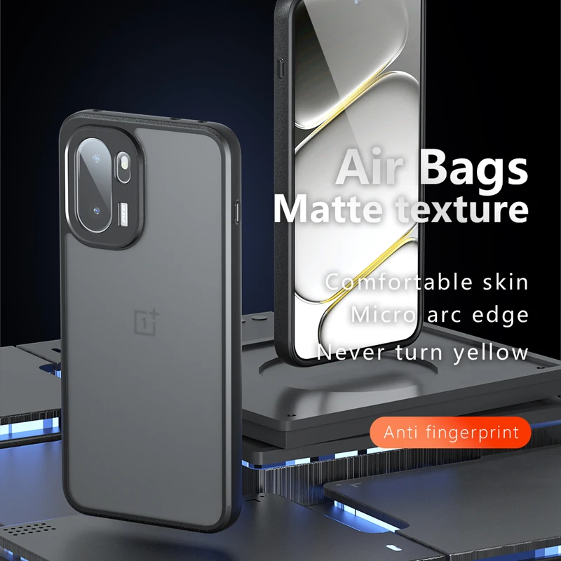 For OnePlus ACE 6 Case ELVEV Shockproof Matte PC+TPU Anti-fingerprint Back Phone Cover for OnePlus 15R