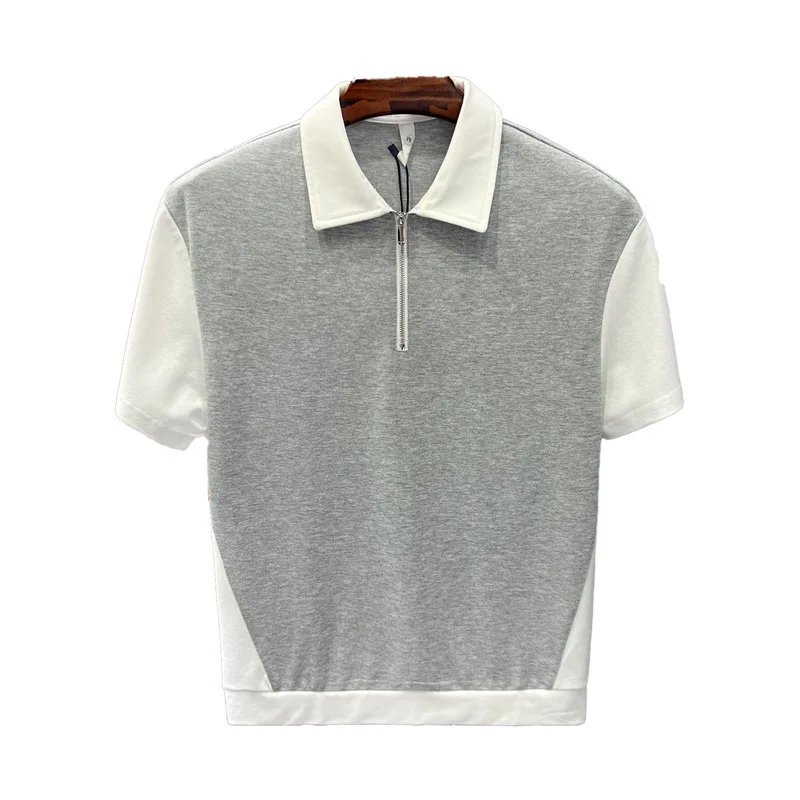 

2025 Polo shirt short sleeved T-shirt fashionable summer top fashionable men's contrasting color men's shirt