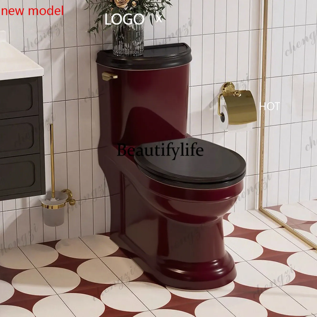 N138Toilette rétro française bordeaux, type siphon, personnalisée, créative, pour hôtel, toilette européenne