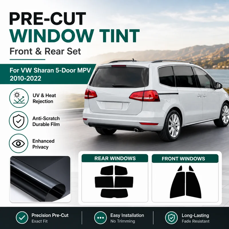 Premium Pre-Cut Window Tint For VW Sharan 5-Door MPV 2010-2022 Front & Rear Windows UV Heat Rejection Film Anti-Scratch