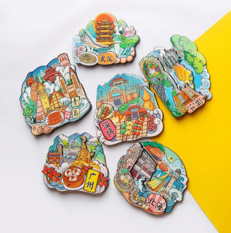China City Souvenir Refrigerator Magnets - Creative Magnetic Stickers for Beijing Chongqing Zibo Travel Decor & Gifts
