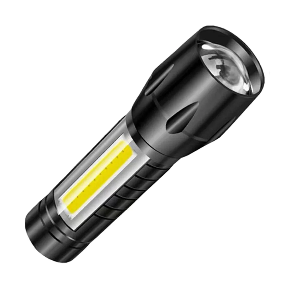 1 قطعة LED قابلة للشحن مصباح يدوي قوي USB المحمولة التكبير الشعلة الصغيرة للتخييم في الهواء الطلق التنزه الصيد الاستخدام في حالات الطوارئ