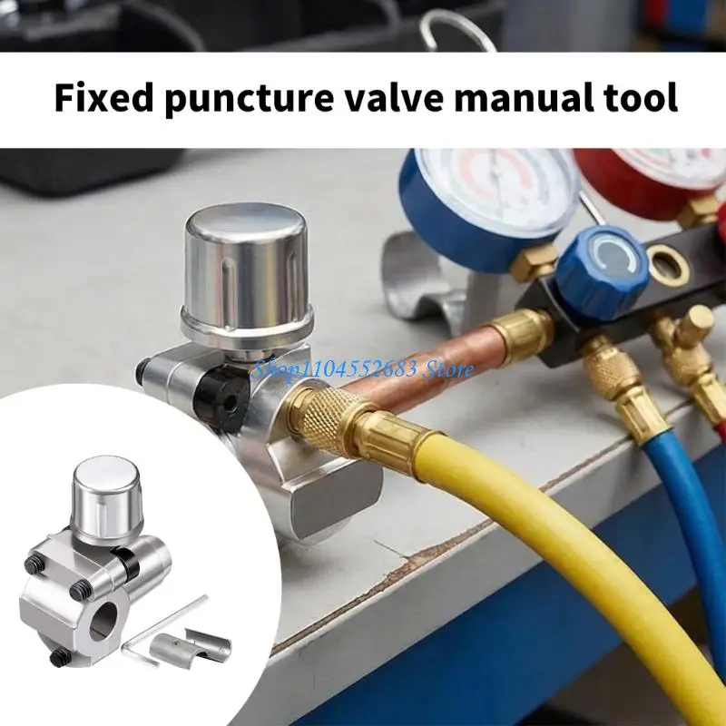 

Y6GD Piercing Adapter Refrigerator Piercing Puncture Adapter with Spanner Zinc Alloy Air Conditioner Line Tap Adapter Hand Tool