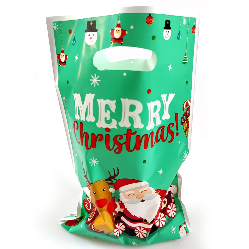 10pcs/lot Christmas Party Santa Claus Theme Surprise Bags Baby Shower Decoration Disposable Plastic Loot Gifts Bags