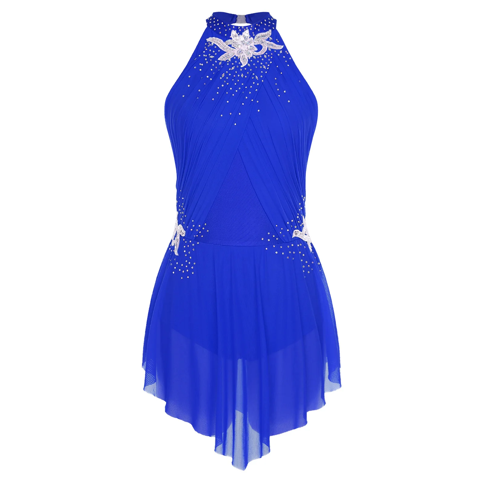 

Womens Gymnastics Lyrical Ballet Dance Dress Rhinestones Embroidery Leotard Dress for Ballet Latin Dance Performance Dancewear