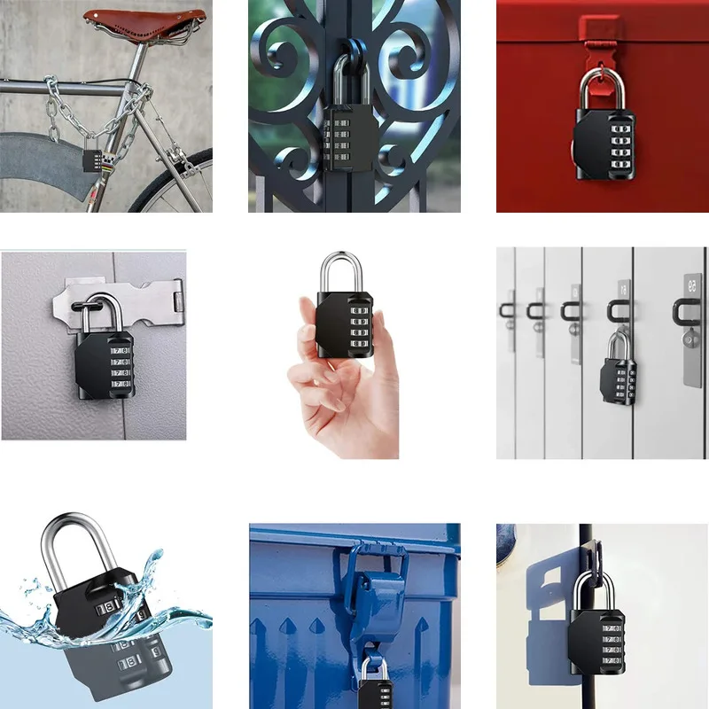 Outdoor Security Combination Padlock, 1Pc Heavy‑Duty Waterproof 4‑Digit Resettable Password Lock for Gate Locker - view 5