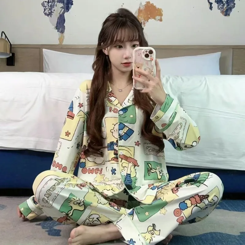 Ins пижамы женские весенне-осенние новые мультяшные милые снупи с принтом тонкий комплект домашней одежды с длинными рукавами подарок на день рождения оптом