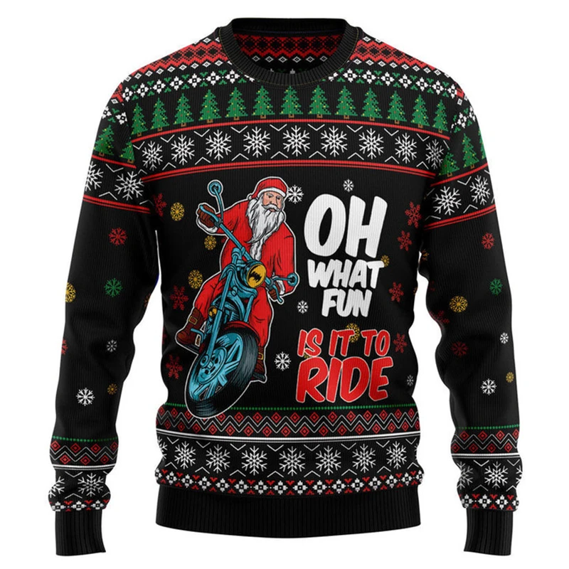 Men's Ugly Christmas Sweatshirt 3D Print Funny Santa Pattern Pullover Mens Xmas Gift Personality Crew Neck Tracksuit Unisex Tops