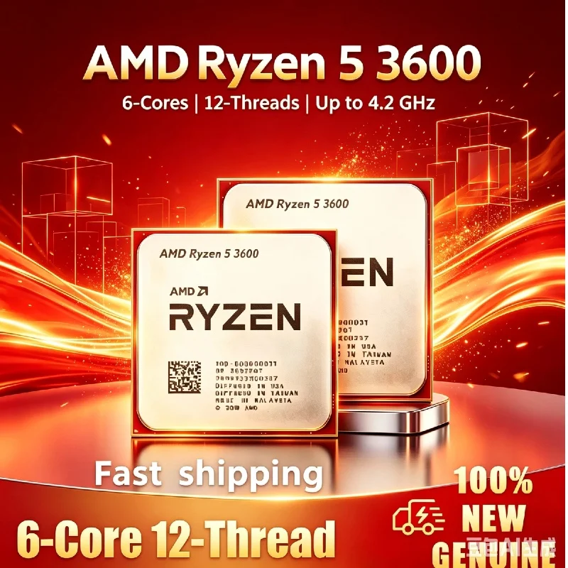 2026 New AMD R5 3600 3.9GHz 6C 12T 65W AM4 Desktop CPU Integrated Graphics Processor Without Cooling Fan
