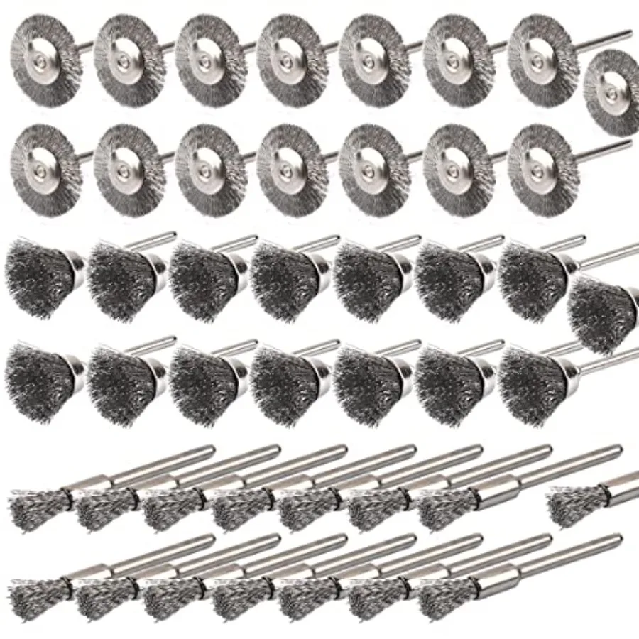 

Wire Brushes Set, 45PCS 1/8" 3mm Round Shank Wire Wheels Pen Brushes Set, Alloy Steel Crimped Wire Wheel for Cleaning Rust, Pai