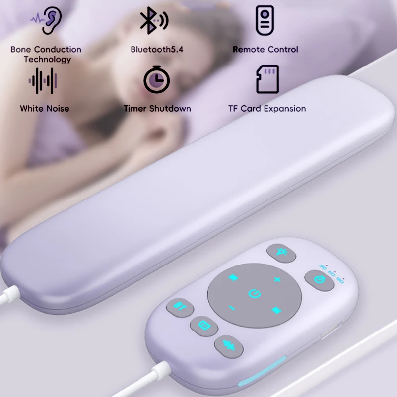 Bone Conduction Bluetooth Speaker Under Pillow White Noise Sleep Aid Music Box Remote Control TF MP3 Music Player Sleep Timer