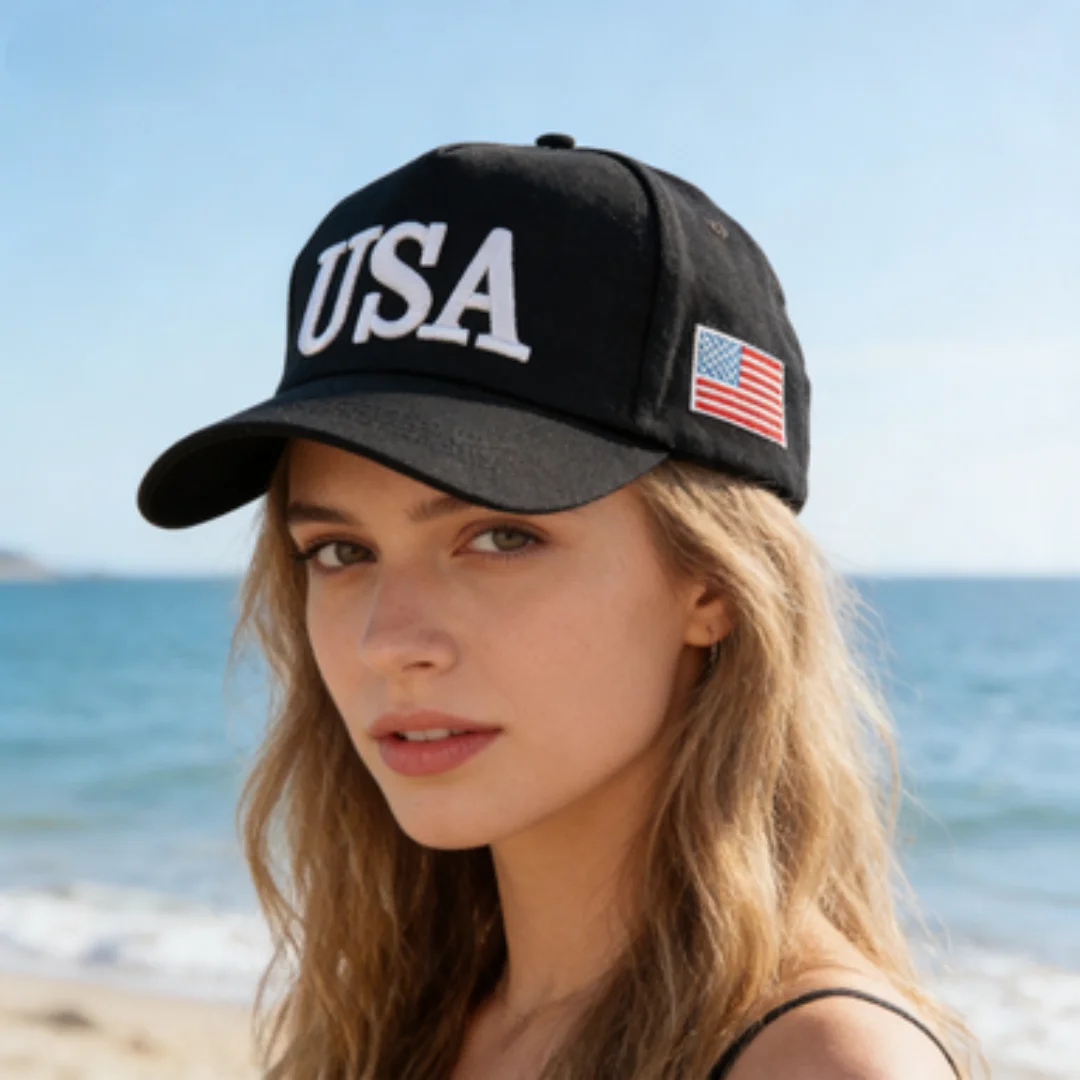 Modische USA-Buchstaben Bestickte Baseballkappe für Männer und Frauen Amerikanische Flagge Patch Verstellbare Patriotische Vatertagsmütze für Outdoor Casual Alltag – Detail 23