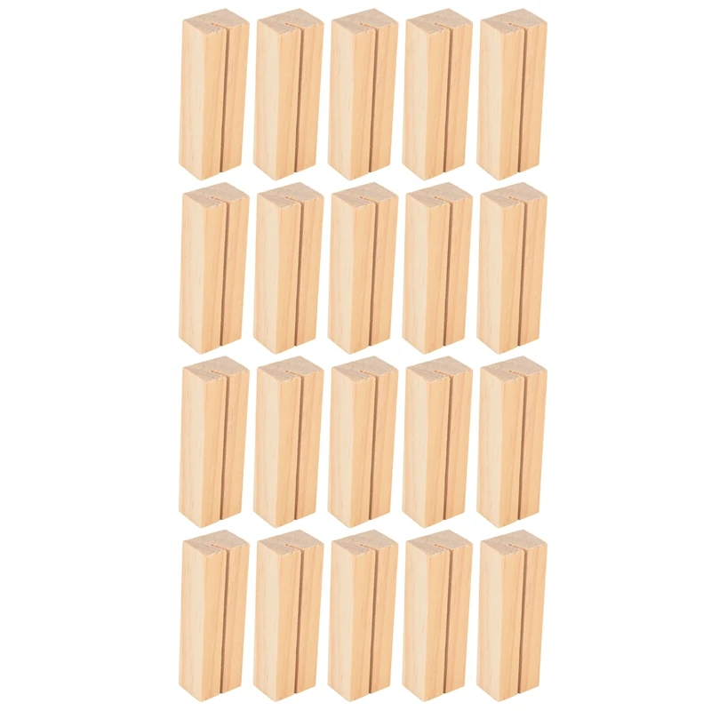 20 Pieces Wood Place Card Holders, Wooden Table Number Holder Memo Stand Clamps Stand Card Desktop Message Crafts For Wedding Di