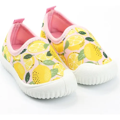 

Baby Girl Shoes Traveling Summer Linen Lemon Patterned Yellow Color Comfortable Breathable Useful Sole Cute Fruit Look 2023 Season Hot Sale