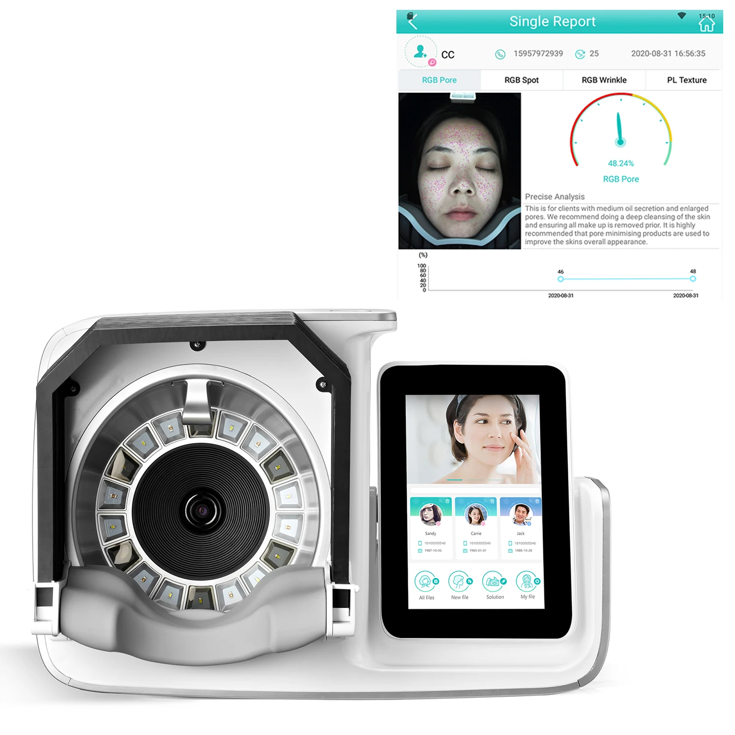 Hautanalysator-Maschine, professioneller Scanner-Analysator für die Gesichtspflege, Schönheitsgerät, Hautprüfgeräte für den Salongebrauch