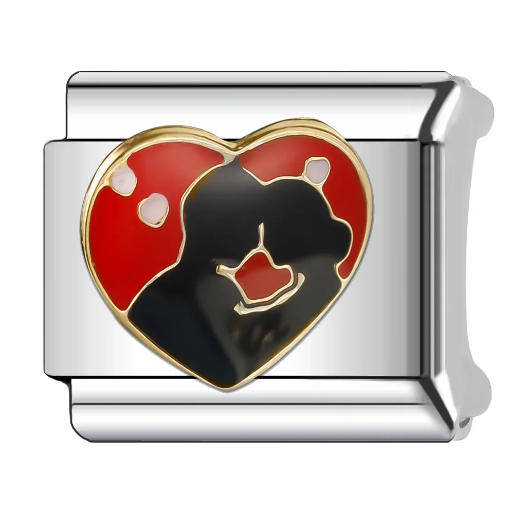 Trusta 2024 Fashion Heart Lovers Women Charm Italian Links 9mm Stainless Steel Bracelet for Women DIY Jewelry Wholesale N076