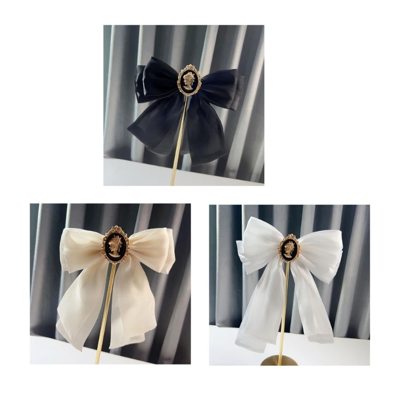 A2ES Baroque Bow Tie Shirt Collar Pin Brooches for Female Ribbon Bowknot Collar Brooch for Girls School Uniforms Decorations