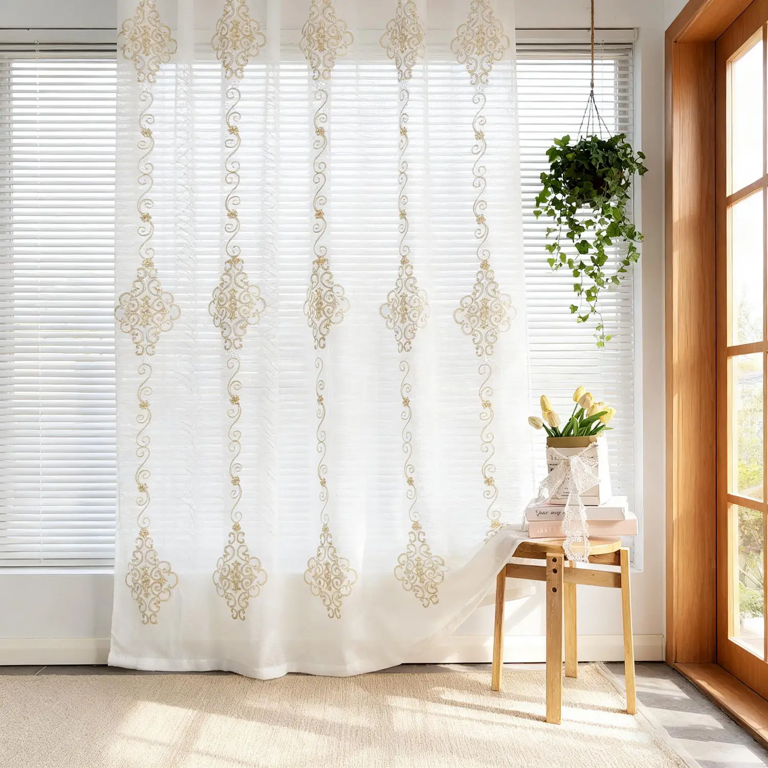 

1 шт. Европейская роскошная белая тюлевая занавеска с рельефной вышивкой в дворцовом стиле для виллы/фермерского дома, с кольцевым креплением на люверсах