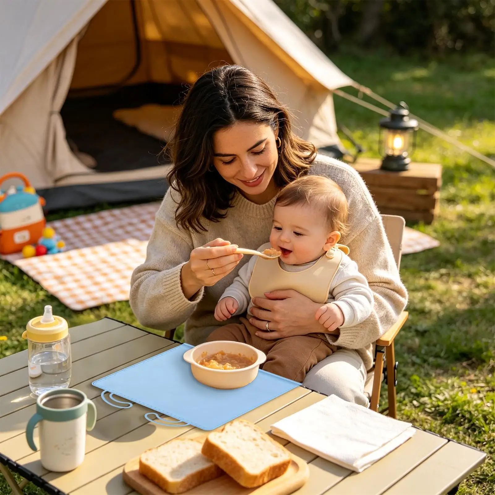 Food Mat For Kids Children Square Silicone Food Feeding Pads Kids Washable Placemat For Picnic Home Kitchen Restaurant Apartment