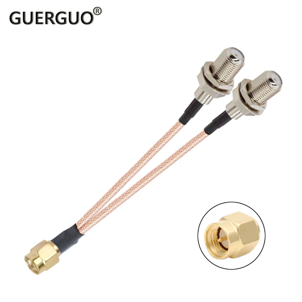 

RF Coaxial RG316 Cable Pigtail RP SMA Male Plug to F Female Jack Connector 1to2 Y Type Splitter Combiner Modem Router Antenna