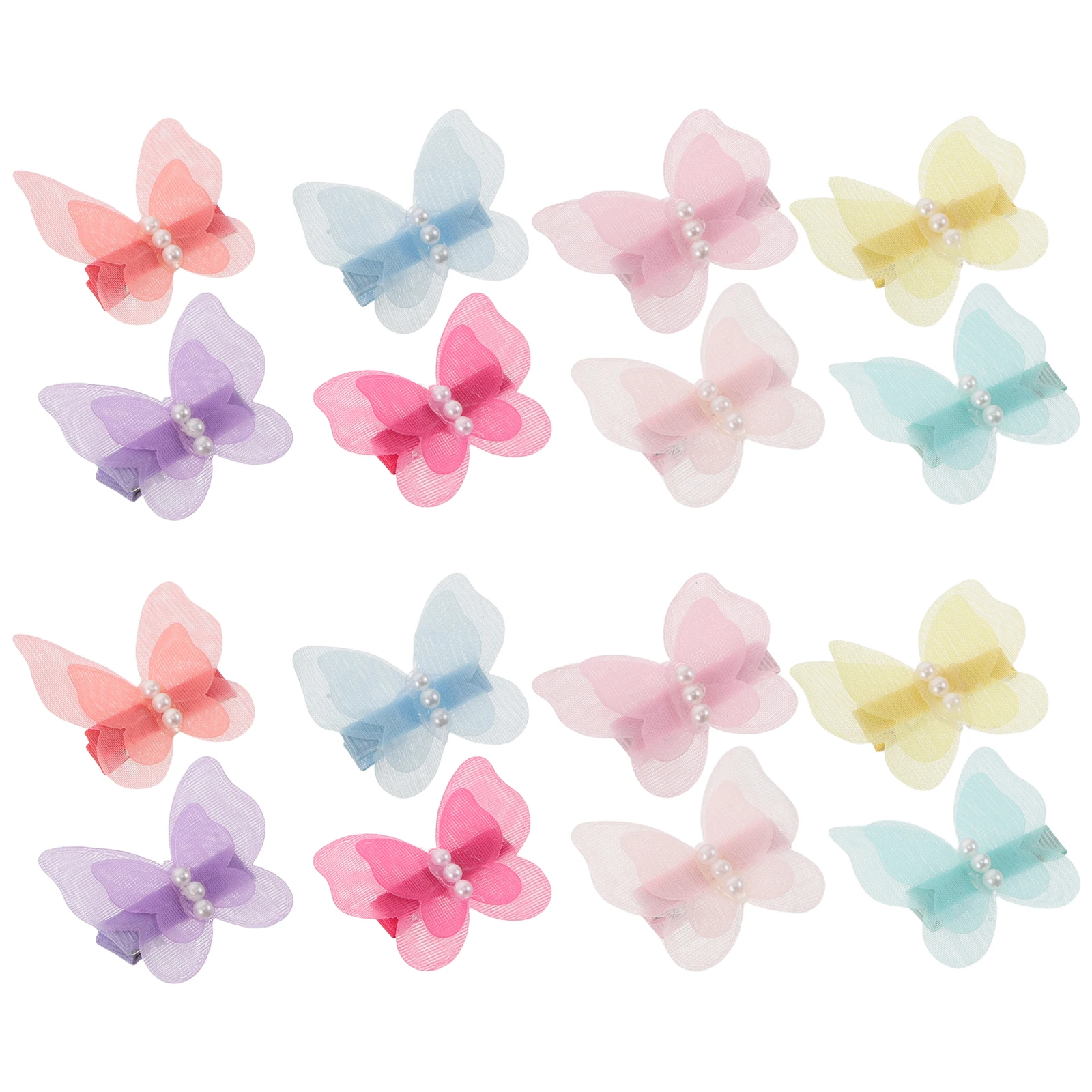 

24pcs Butterfly Dog Hair Accessories Simulation Pearls Assorted Colors Lightweight Secure Kitten Barrettes