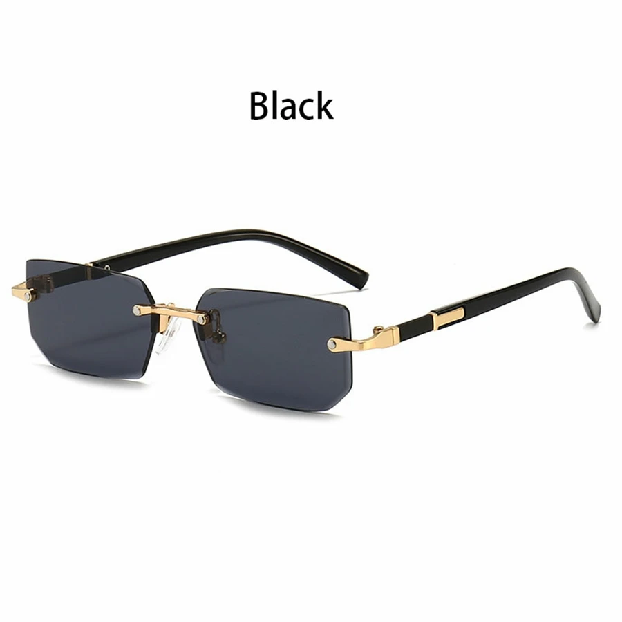 36 Stück randlose Sonnenbrillen für Männer und Frauen, rechteckige Verlaufsgläser, Metallrahmen, farbige Gläser, Unisex-Brillen, luxuriöse Mode – Detail 3