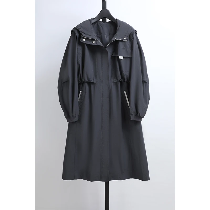 

Casual Faion Hooded Windbreaker Women's Spring New Arrival Upaded Version Awei Clothing Long Sve Zipper Jaet