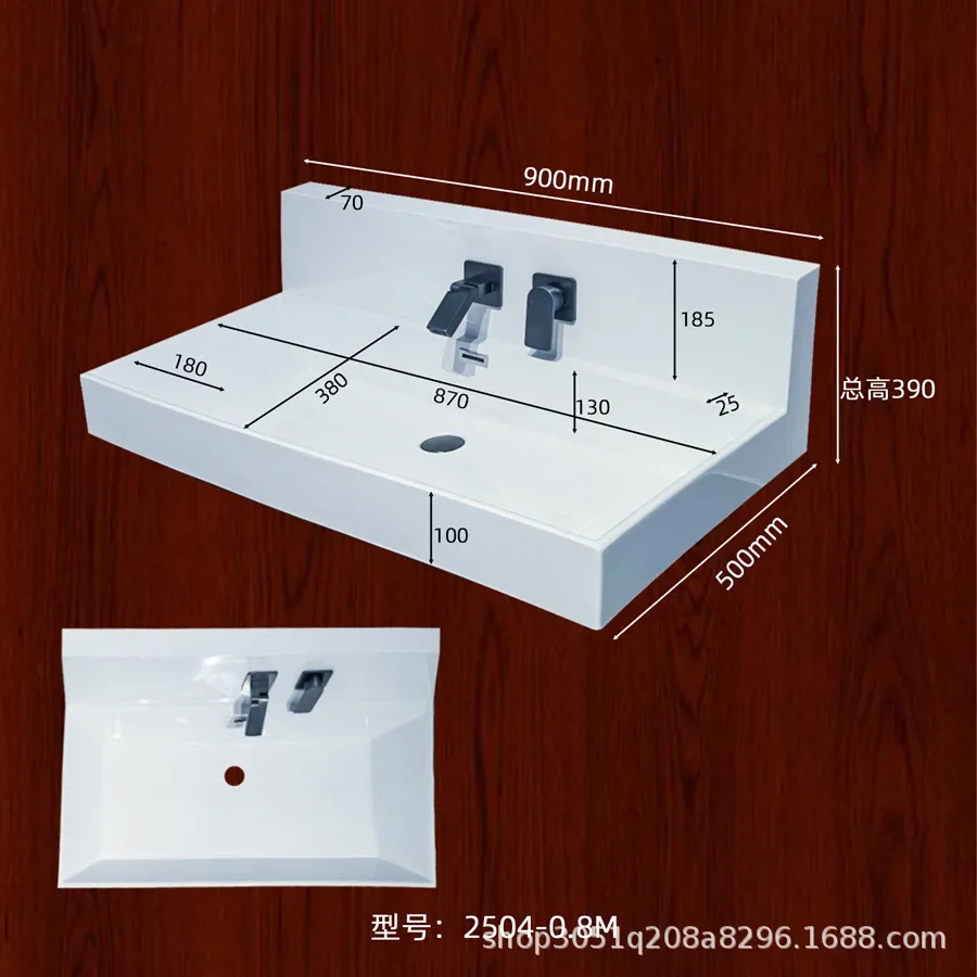 High temperature ceramic integrated basin Large apartment countertop lengthened and widened wall drained water Right angle