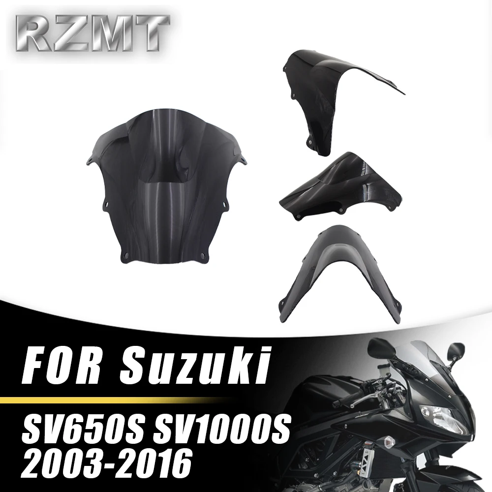 

Front Double Bubble Wind Deflector Windscreen For SUZUKI SV650S SV1000S 2003-2016 Motorcycle Accessories Windshield Black