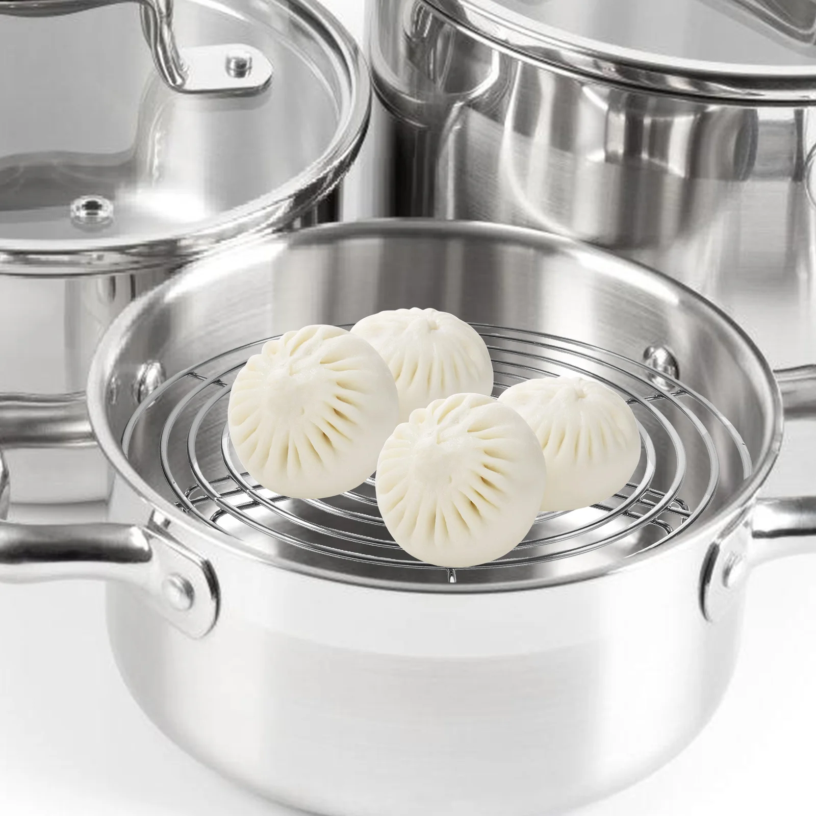 

Stainless Steel Steaming Round Cooking Steam Rack Kitchen Baking Holder Multifunction Steamer Food Rack Cooling Stand