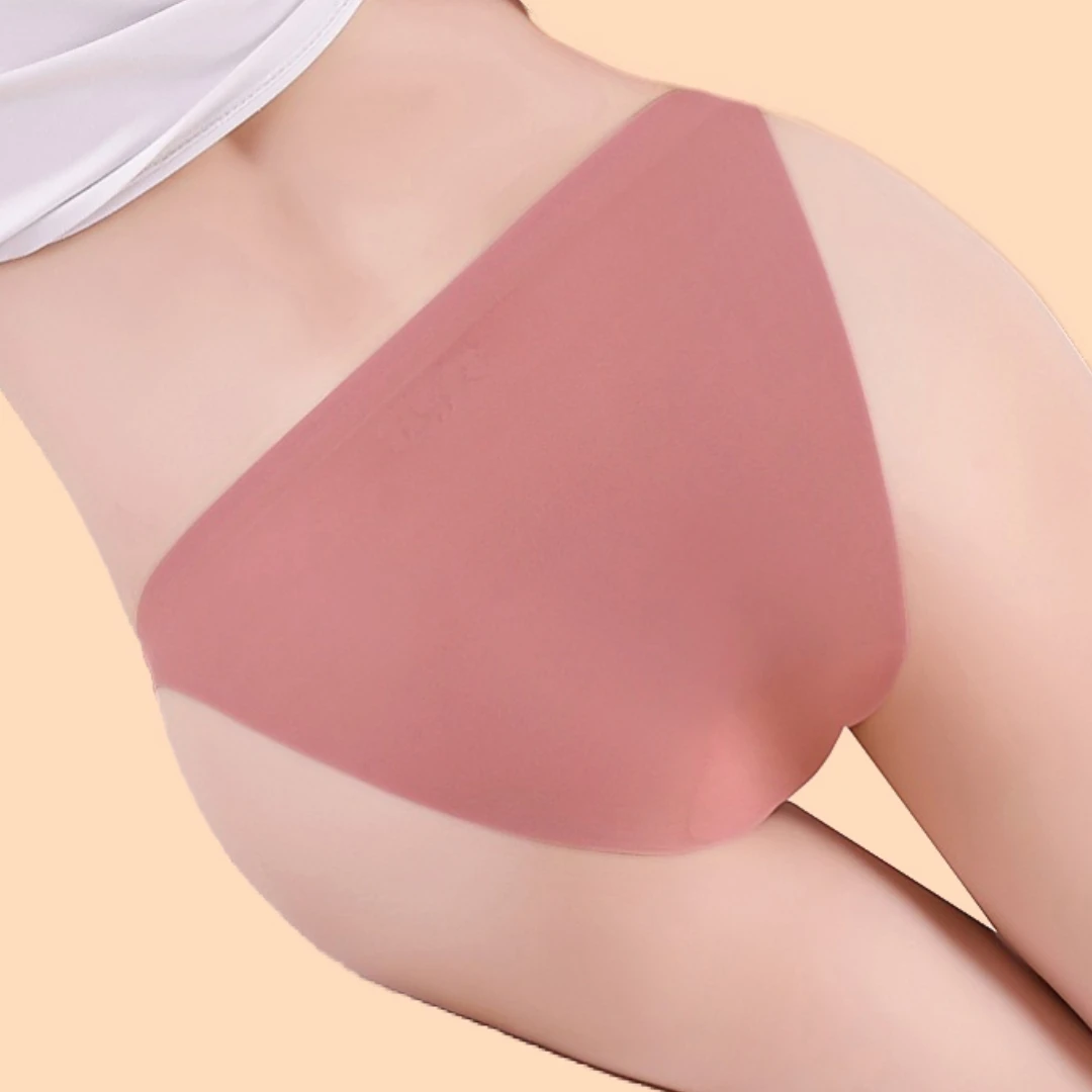 3 PCS Underwear Ice Silk Seamless Solid Color Low Waist Breathable Cotton Crotch Thin Women's 3-Piece Briefs