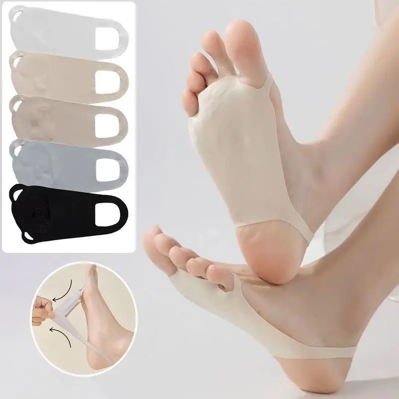 Thin Invisible Tank Socks Casual Cotton Open Toes Boat Socks Solid Color High Elasticity Ice Silk Split Toe Socks