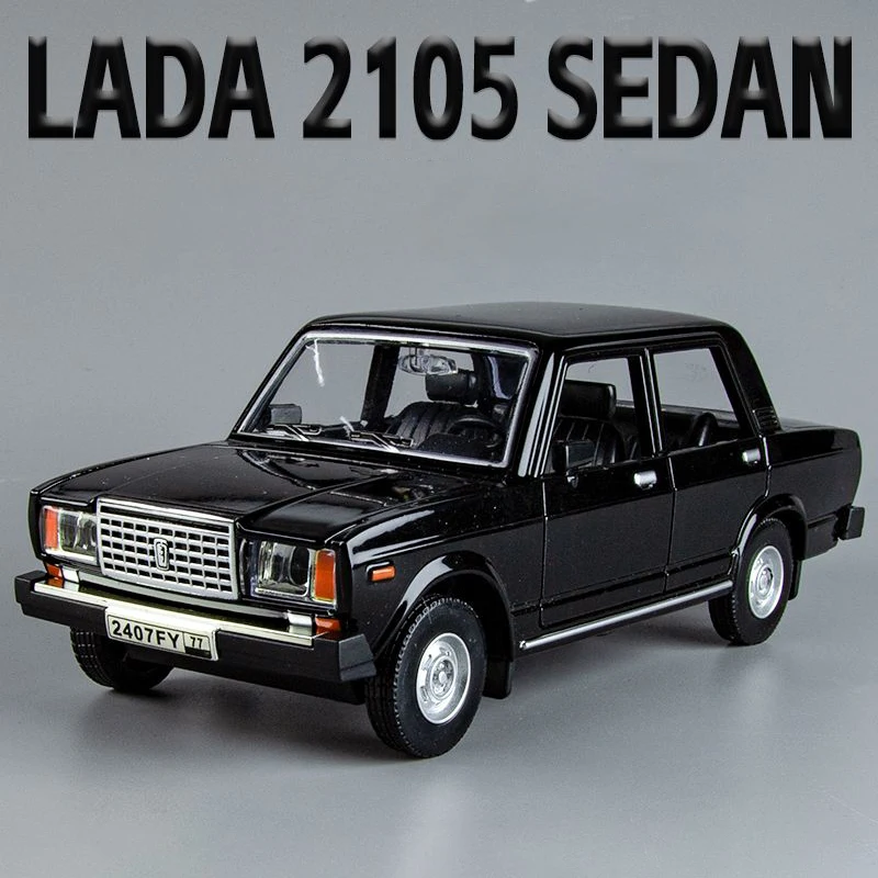 1:24 Russia LADA 2105 Alloy Muscle Car Model Sound and Light Pull Back Children\'s Toy Collectibles Birthday gift