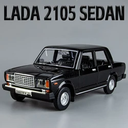 1:24 Russia LADA 2105 Alloy Muscle Car Model Sound and Light Pull Back Children's Toy Collectibles Birthday gift