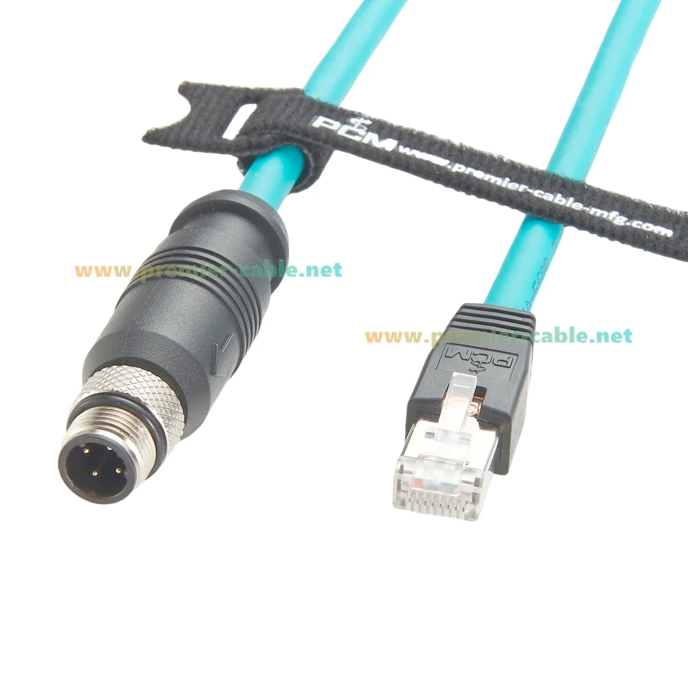 Profinet M12 4Pin D Code Male to RJ45 Cat6A Ethernet Cable IP67 High Flex Shield GigE Vision For Cognex Keyence Balser