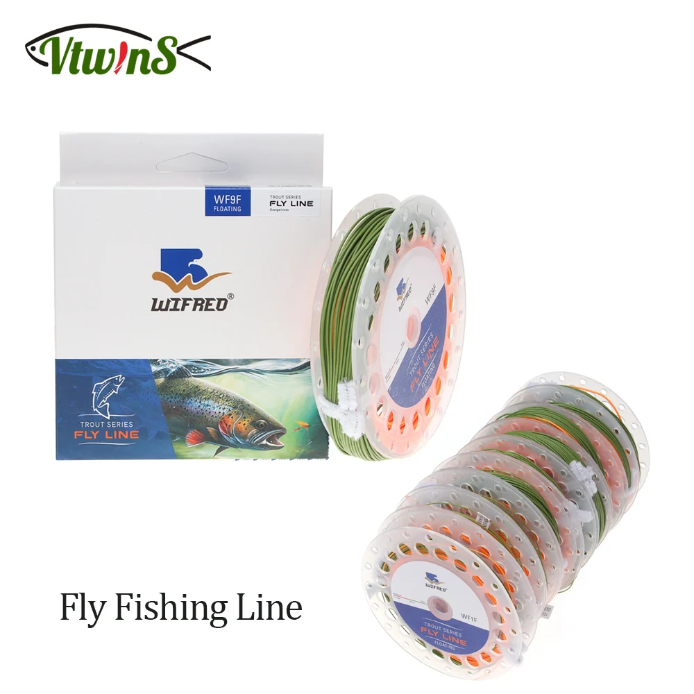 Vtwins 1PC WF1F-WF9F Weight Forward Floating Fly Line with 2 Welded Loop 80FT~100FT Fly Fishing Line Polyester core  PVC Coating