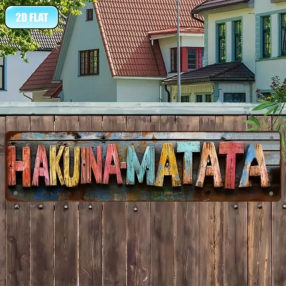Hakuna Matata Vintage Metal Tin Sign Retro Distressed Aluminum Wall Art 3.94x15.75 Inch Decor for Home Garage Garden