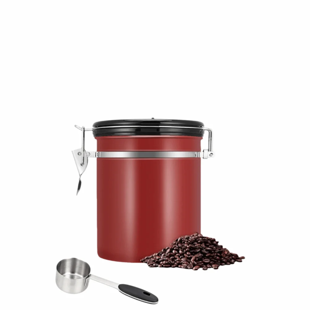 1.5L Coffee Bean Canister 304 Stainless Steel Airtight Seal Stainless Steel Container With Spoon With Date Tracker