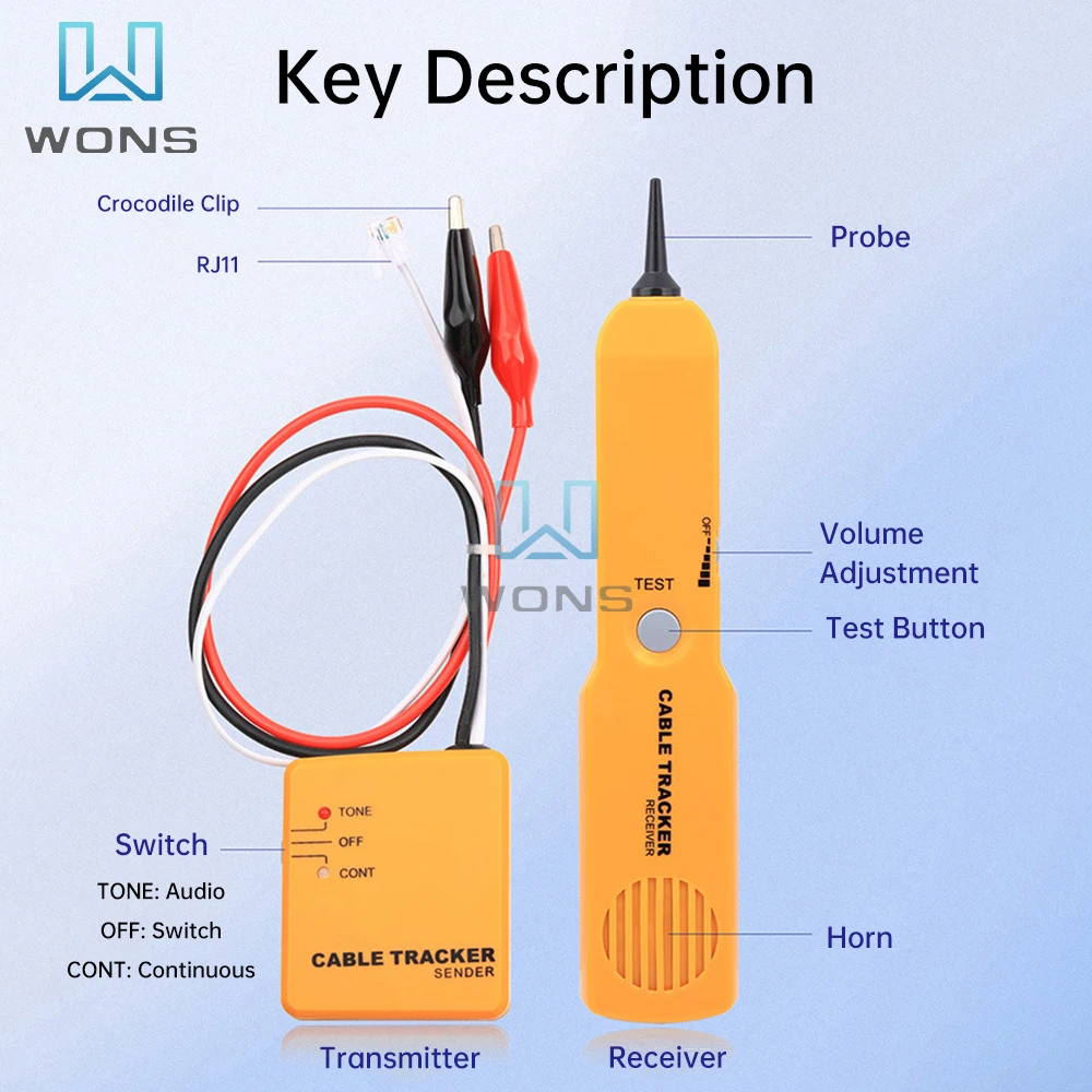 Tester portatile per localizzatore di cavi Tester di rete in fibra ottica Rilevatore LAN di linea professionale Trova interruttori automatici