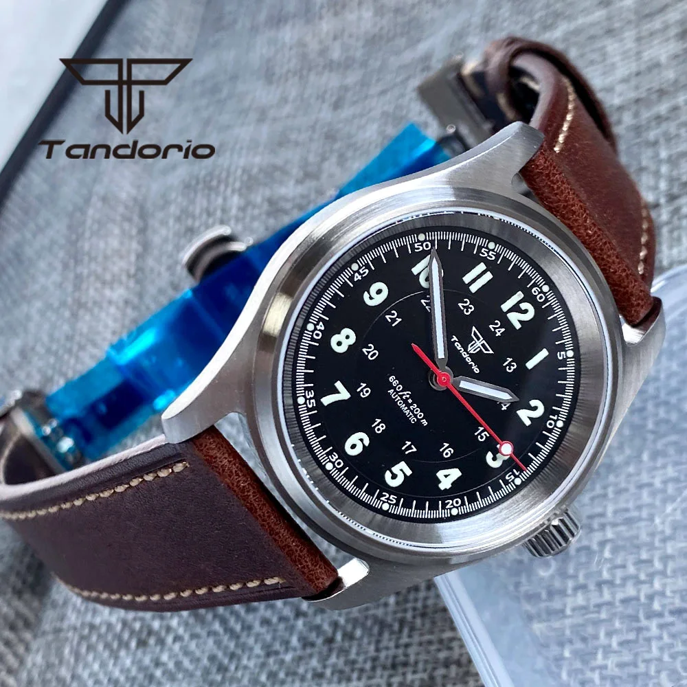 Tandorio 36 mm modische 20BAR automatische Tauchfliegeruhr für Herren und Damen NH35/PT5000/Miyota8215 Movt Saphir-Armbanduhr, grüne Lume – Detail 17