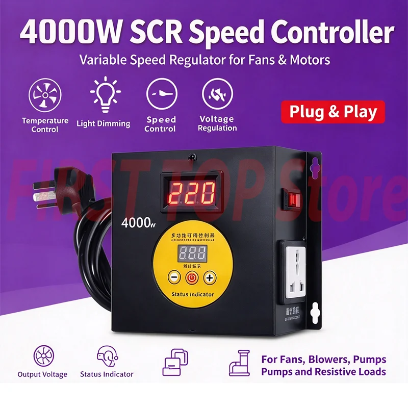 4000W voltage regulator for AC 220V Electronic Adjustable Wireless Regulator UK US AU EU high-power motor fan drill thermostat