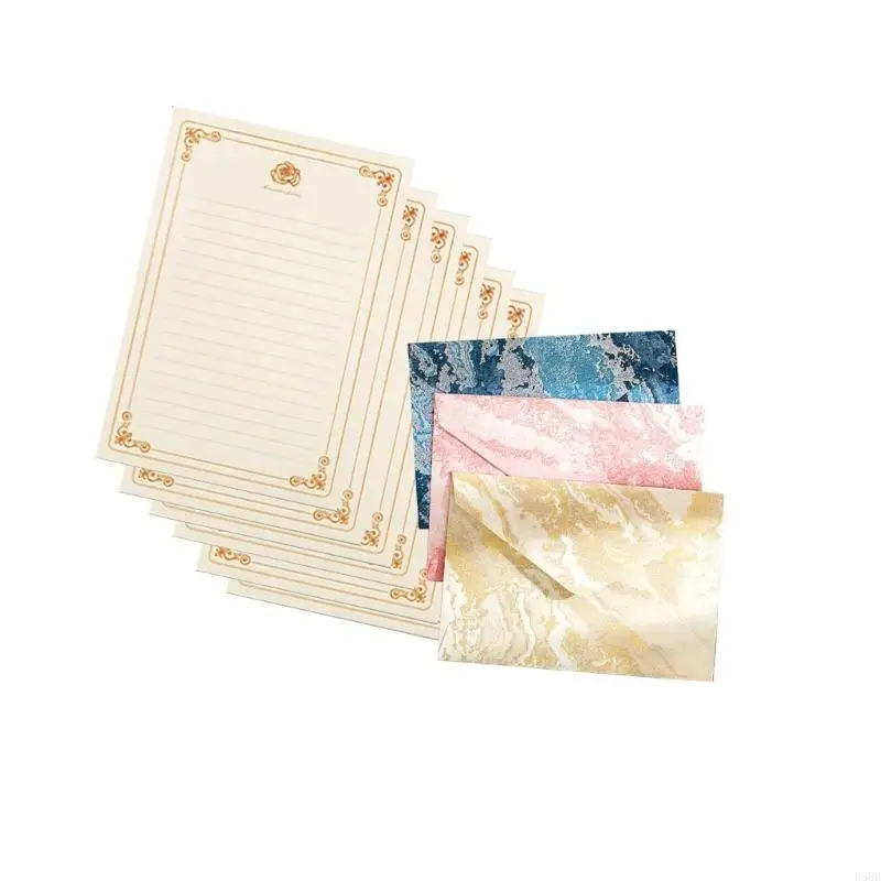 D5BB 1 Set Stationery Paper Set schrijfpapier en enveloppen Set retro letterpapier