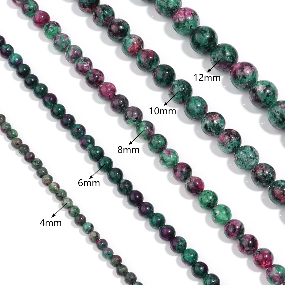 Natural Stone Beads Epidote Zoisite Color Smooth Round Loose Beads For Jewelry Making DIY Bracelet Necklace 4/6/8/10/12mm