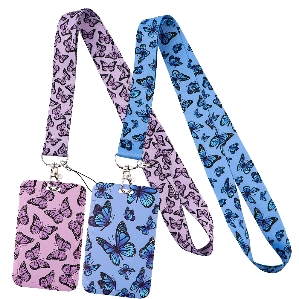 YL103 Butterfly Lanyards ID Card Badge Holder Keychain Classical Style Ribbon Mobile Phone Hang Rope Lariat Neck Straps Gifts